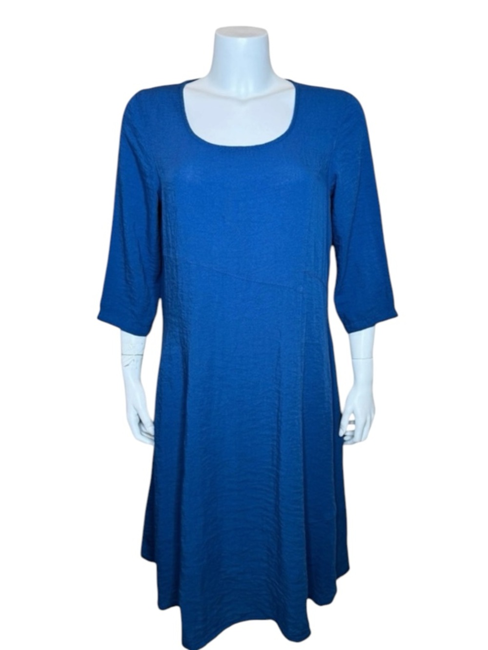 CMC Color Me Cotton Shift Dress M Crinkle Lagenlook Blue